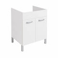 Armadio Lavanderia in Legno 60x60x82 cm con Vasca in Ceramica e Resina Bianca
