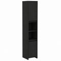 Armadio da Bagno Moderno in Legno Ingegnerizzato, Rovere Nero, 183,5x30x30 cm con Ripiani Regolabili