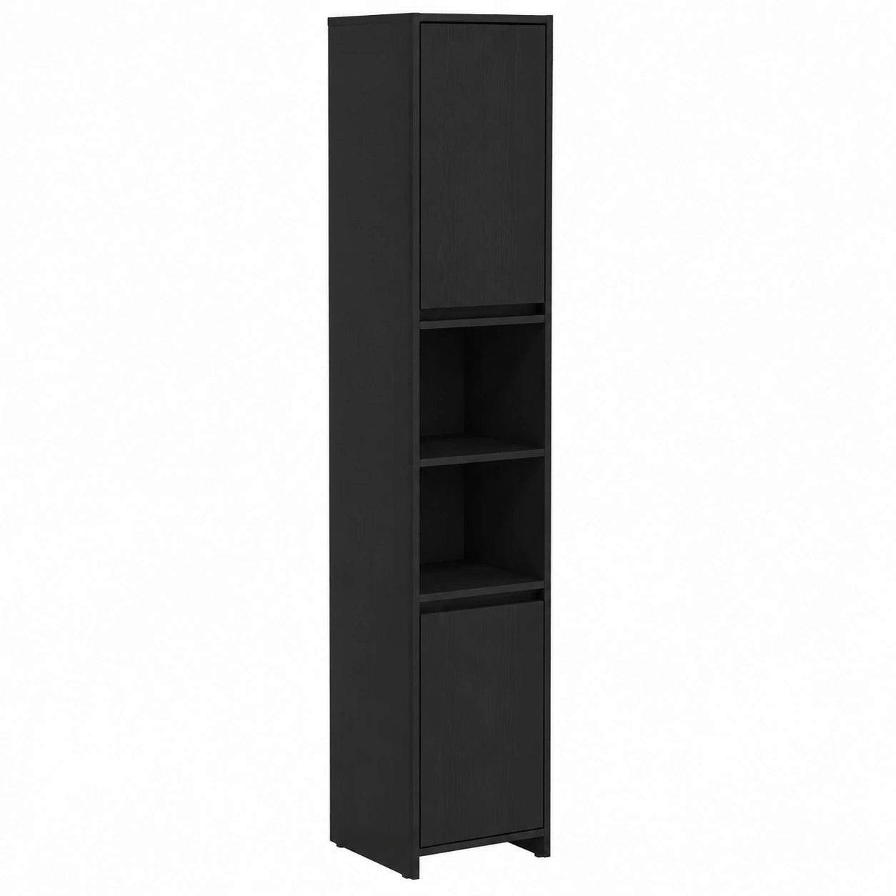 Armadio da Bagno Moderno in Legno Ingegnerizzato, Rovere Nero, 183,5x30x30 cm con Ripiani Regolabili