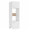 Armadio multifunzione bianco, 60x57x207 cm, con ripiani e vano microonde, ideale per cucina e soggiorno