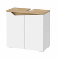 Mobile Bagno Bianco con Porte e Ritaglio per Sifone - 60x57,5 cm