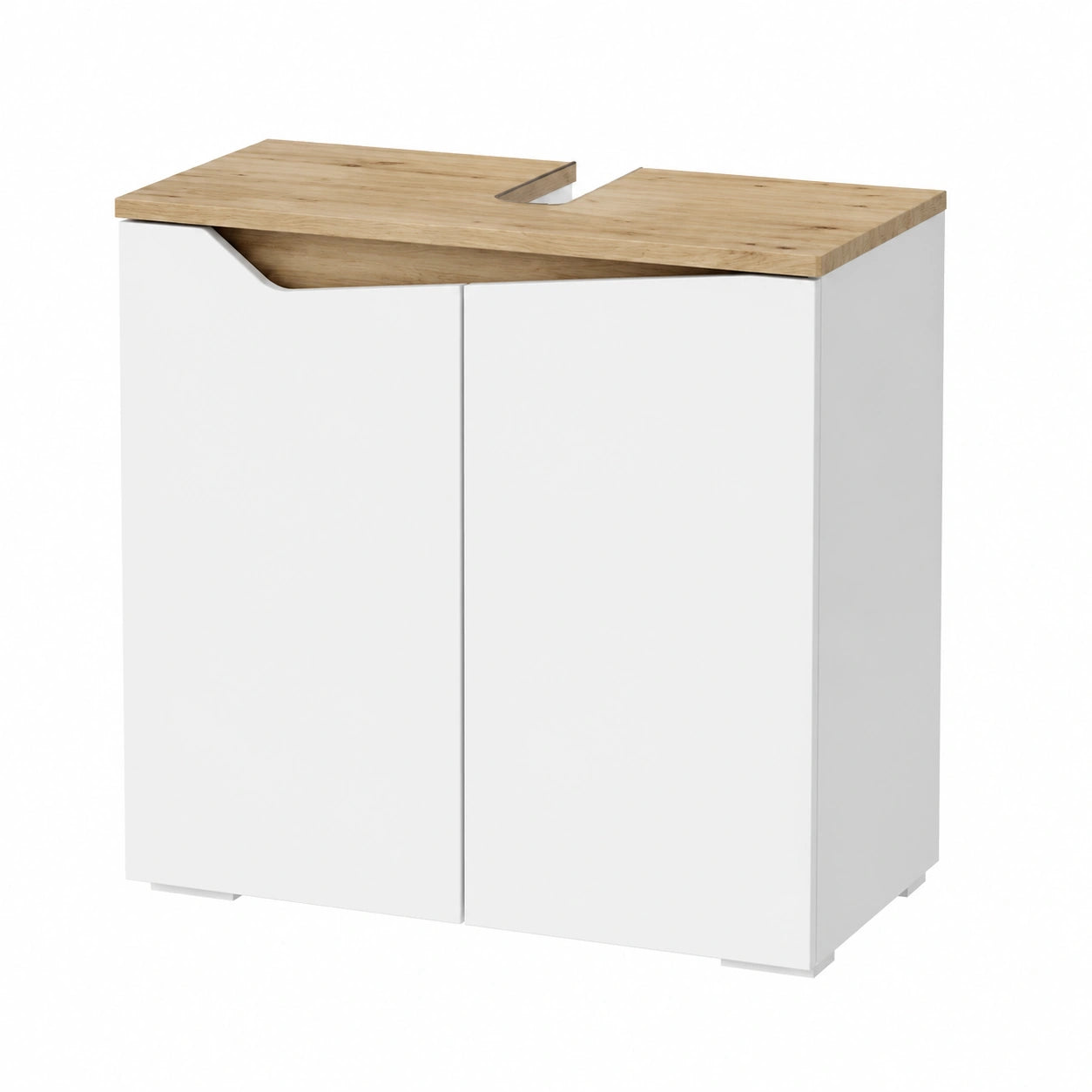 Mobile Bagno Bianco con Porte e Ritaglio per Sifone - 60x57,5 cm