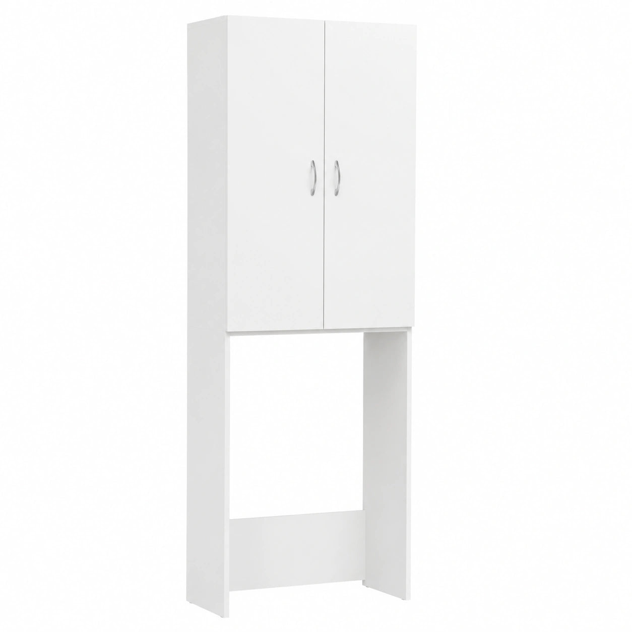 Armadio Lavanderia Bianco in Legno con Ante e Scomparti 64x25,5x190 cm