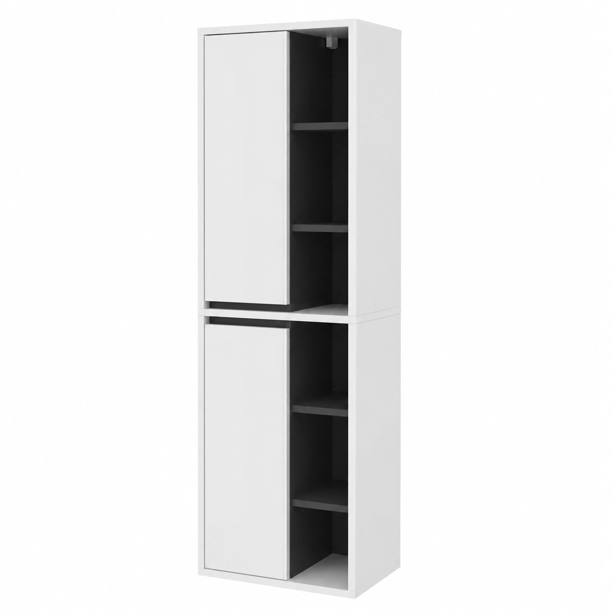 Armadio Alto da Bagno Viola e Bianco, 50x170 cm, da Parete, Combinabile con Mobili Coordinati