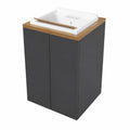 Mobile Lavatoio in Legno con Vasca in Resina, 2 Ante Push Pull, 71x65 cm, per Lavanderia Compatta