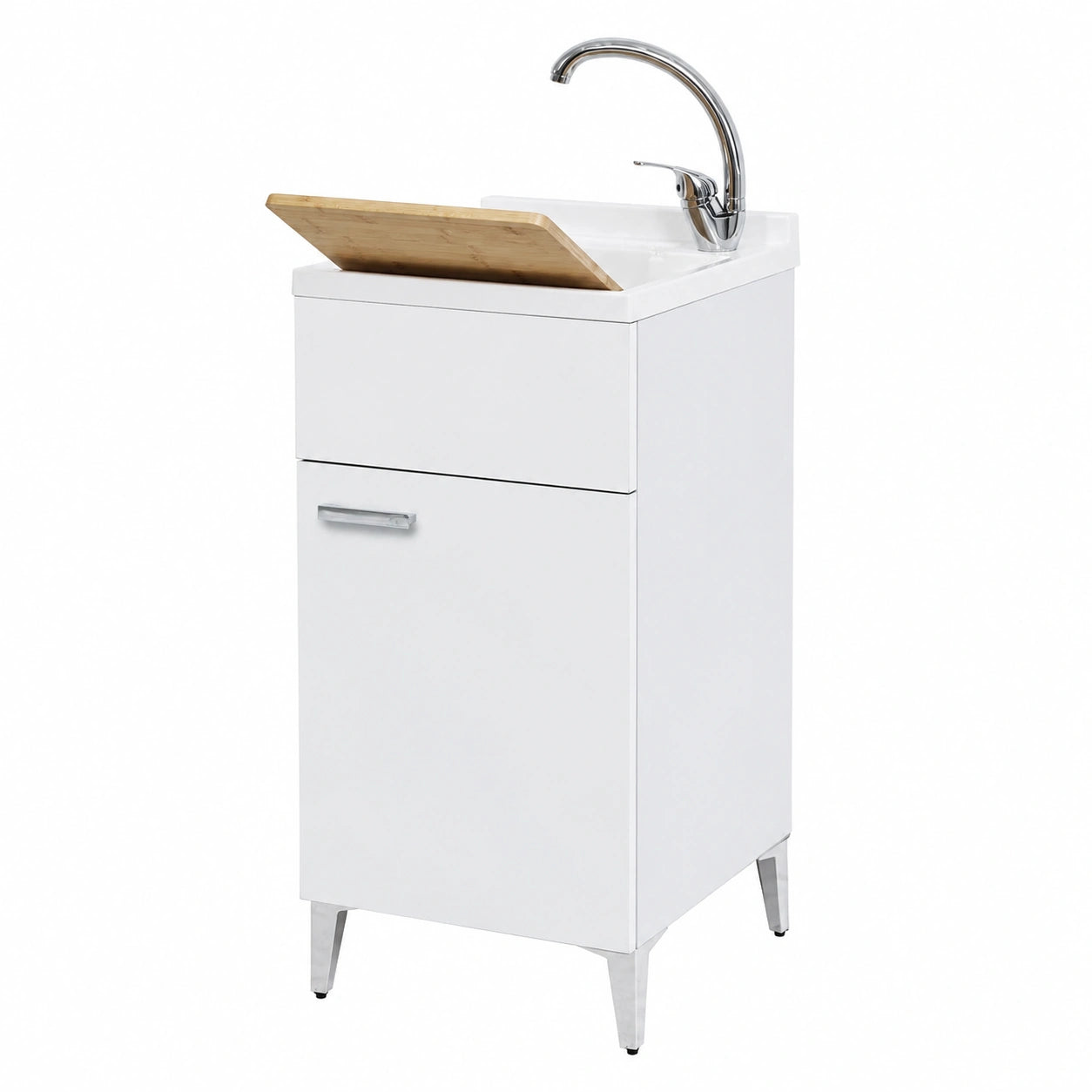 Mobile Lavatoio Compatto 45x50 con Vasca in Resina e Accessori