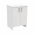 Armadio Lavatoio Bianco Opaco con Asse in Legno, 60x50x86 cm