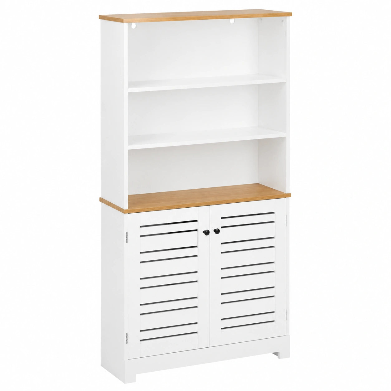 SoBuy Armadio Bagno Salvaspazio con Ripiani Regolabili, Legno Impermeabile, Bianco, 60x160x30 cm