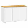 Credenza Cucina HOMCOM con Ripiani Regolabili, 2 Armadietti a Doppio Livello, 120x37x75cm, Bianco e Legno