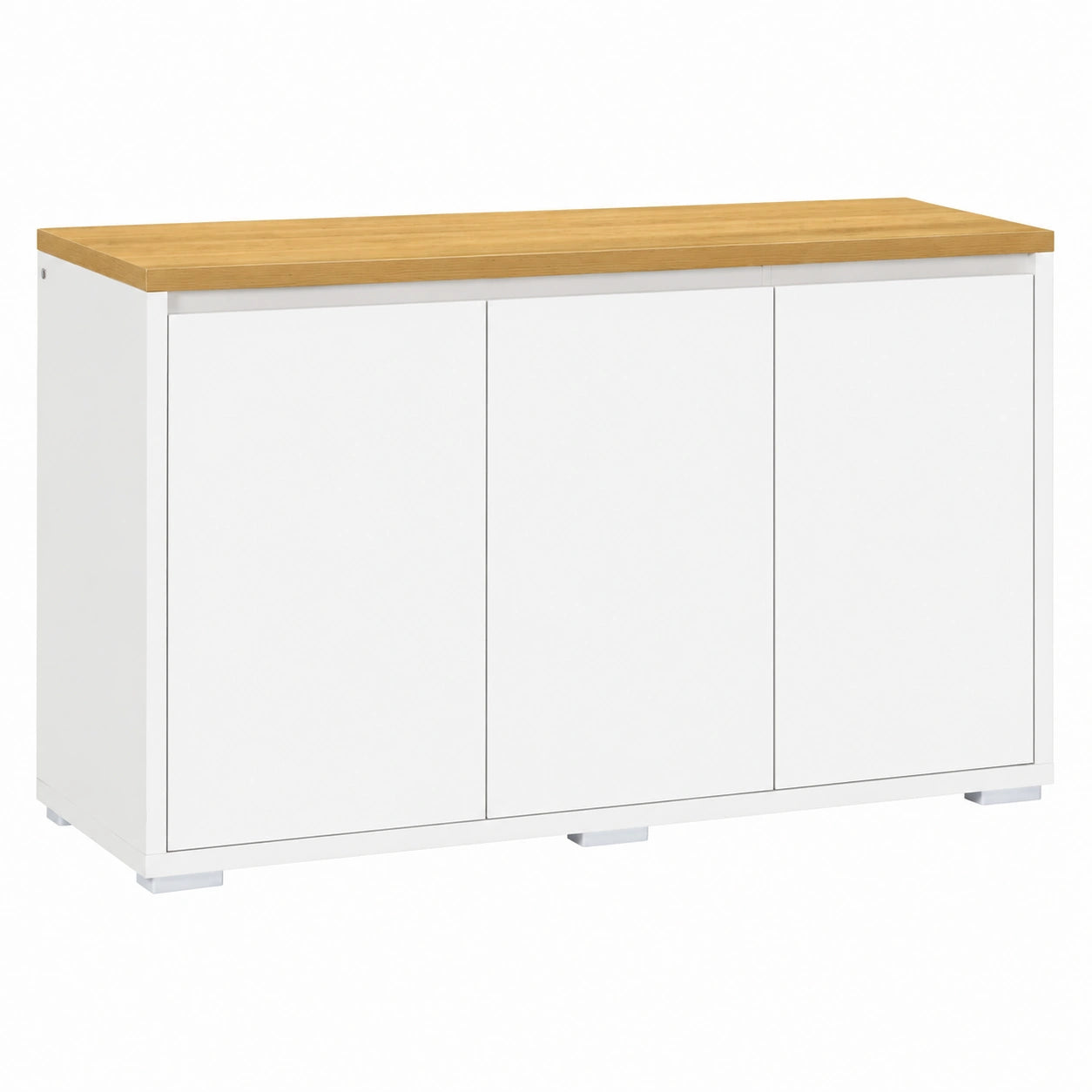 Credenza Cucina HOMCOM con Ripiani Regolabili, 2 Armadietti a Doppio Livello, 120x37x75cm, Bianco e Legno