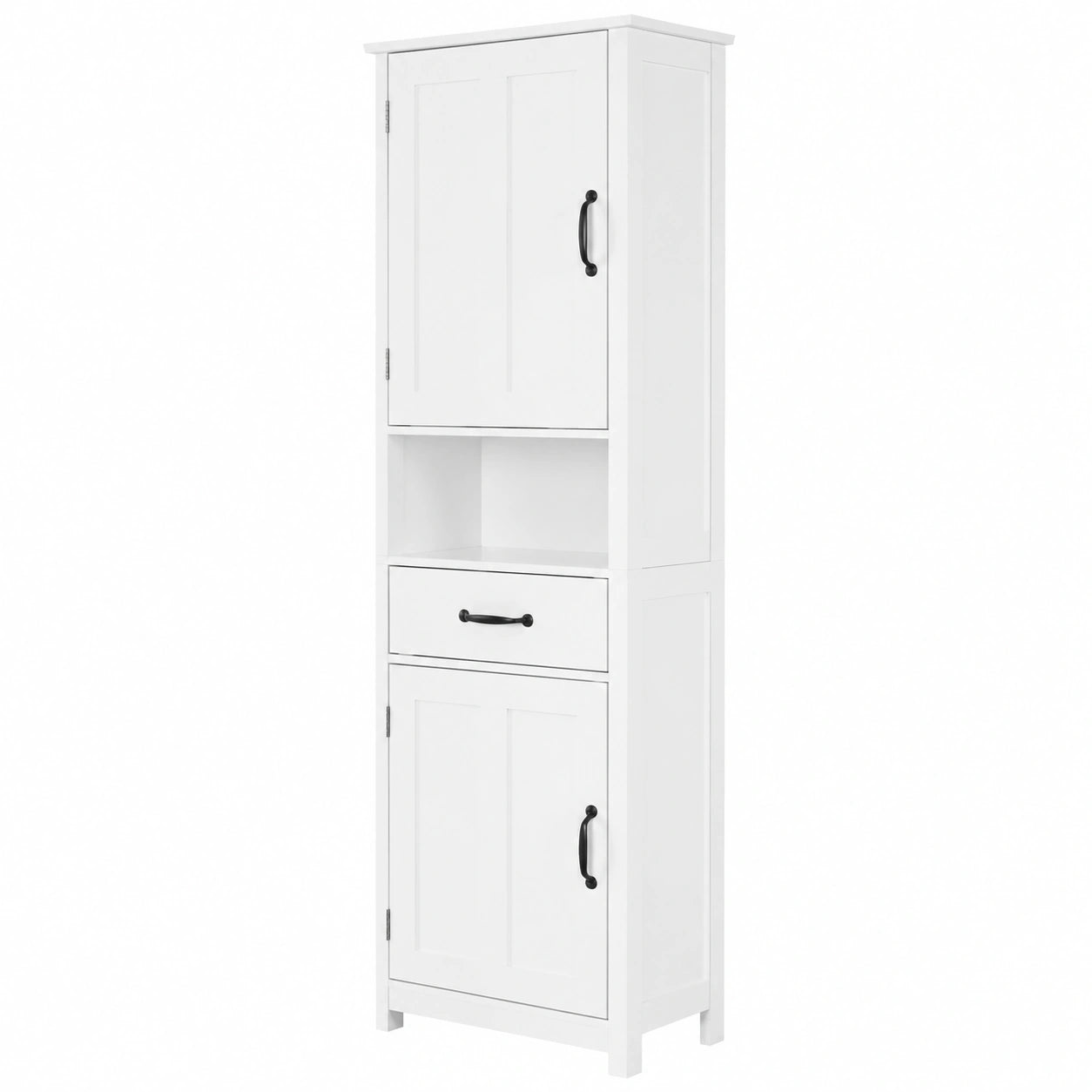 Armadio Bagno Slim Moderno con Ripiani Regolabili e Cassetto, 40x30x164 cm, Bianco