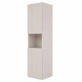 Armadio da Bagno Alto in Beige Scanalato con 2 Ante, Design Moderna, 30x140x30 cm