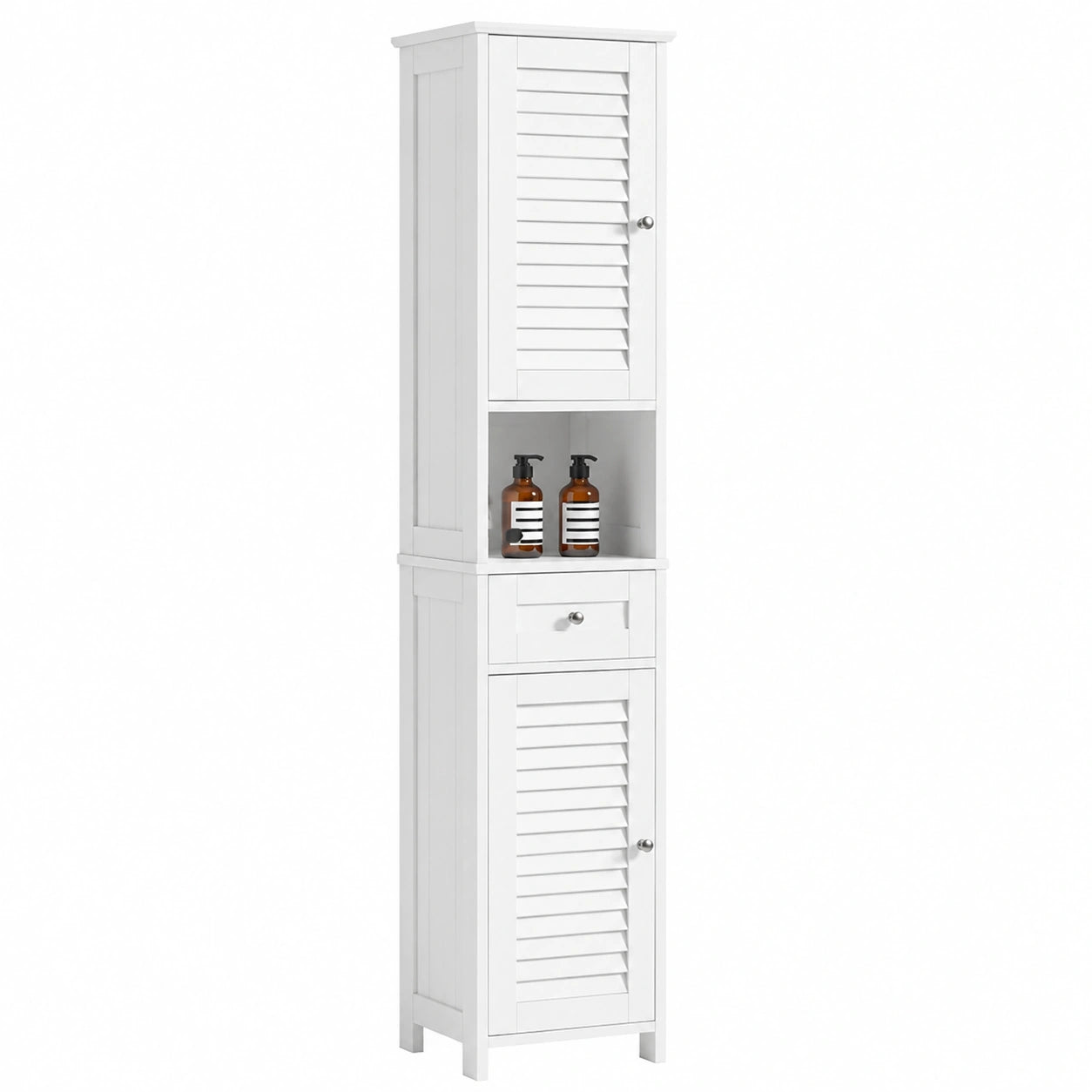Colonna Salvaspazio Bianco per Bagno con Ante, Cassetto e Ripiano Aperto - SoBuy