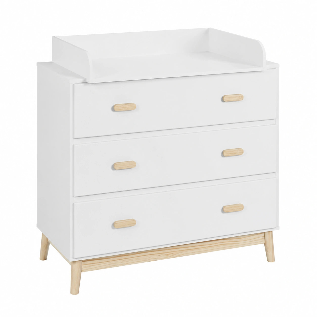 Fasciatoio Compatto con Cassetti in MDF e Pino Bianco Marrone - 100x80x42 cm