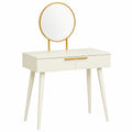 Toeletta da Trucco Bianco con Specchio e Cassetti, 80x40x123 cm