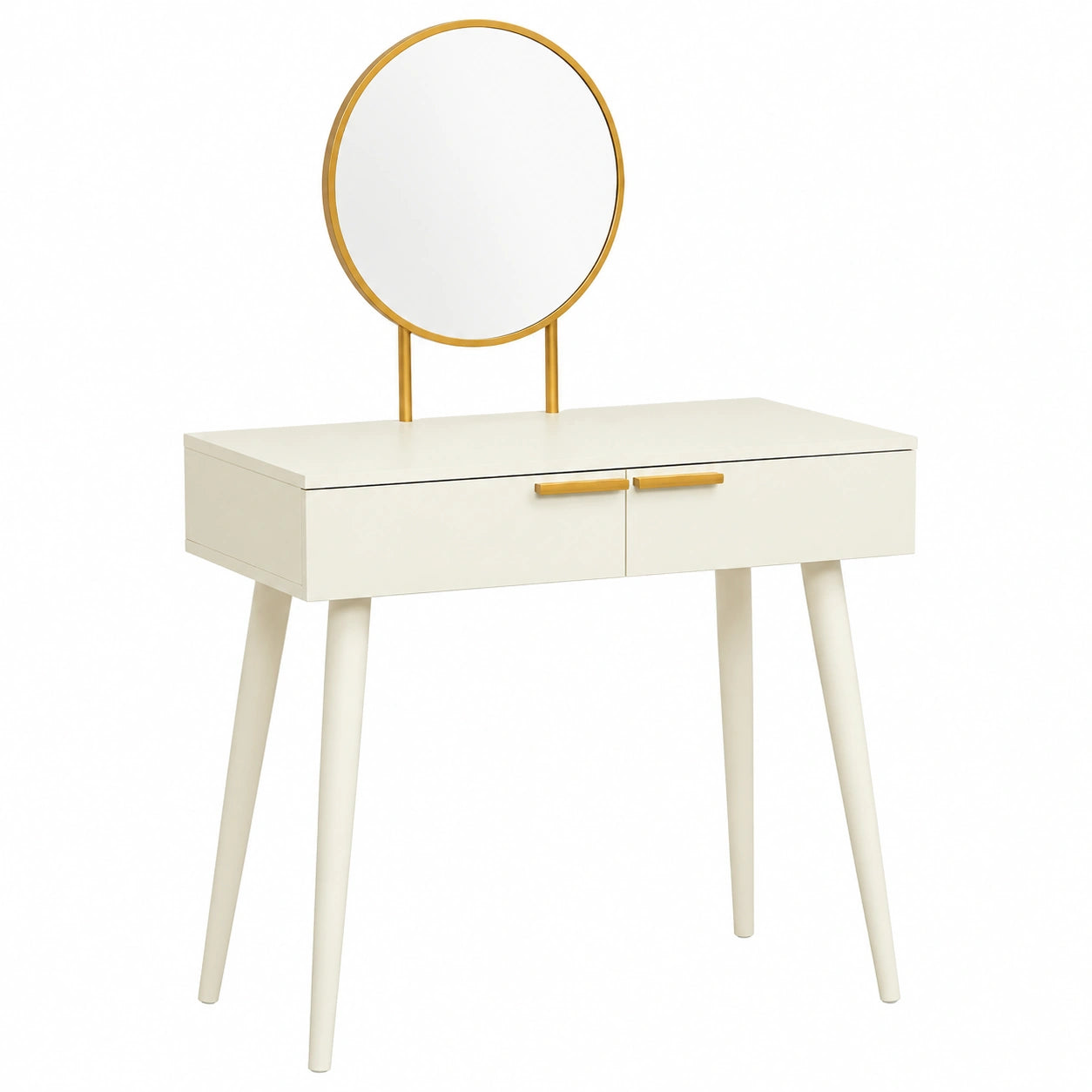 Toeletta da Trucco Bianco con Specchio e Cassetti, 80x40x123 cm