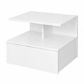 WOLTU Coppia di Comodini Sospesi con Cassetto e Vano Aperto, Armadietto da Parete Moderno in Legno, Bianco 40x35x31cm