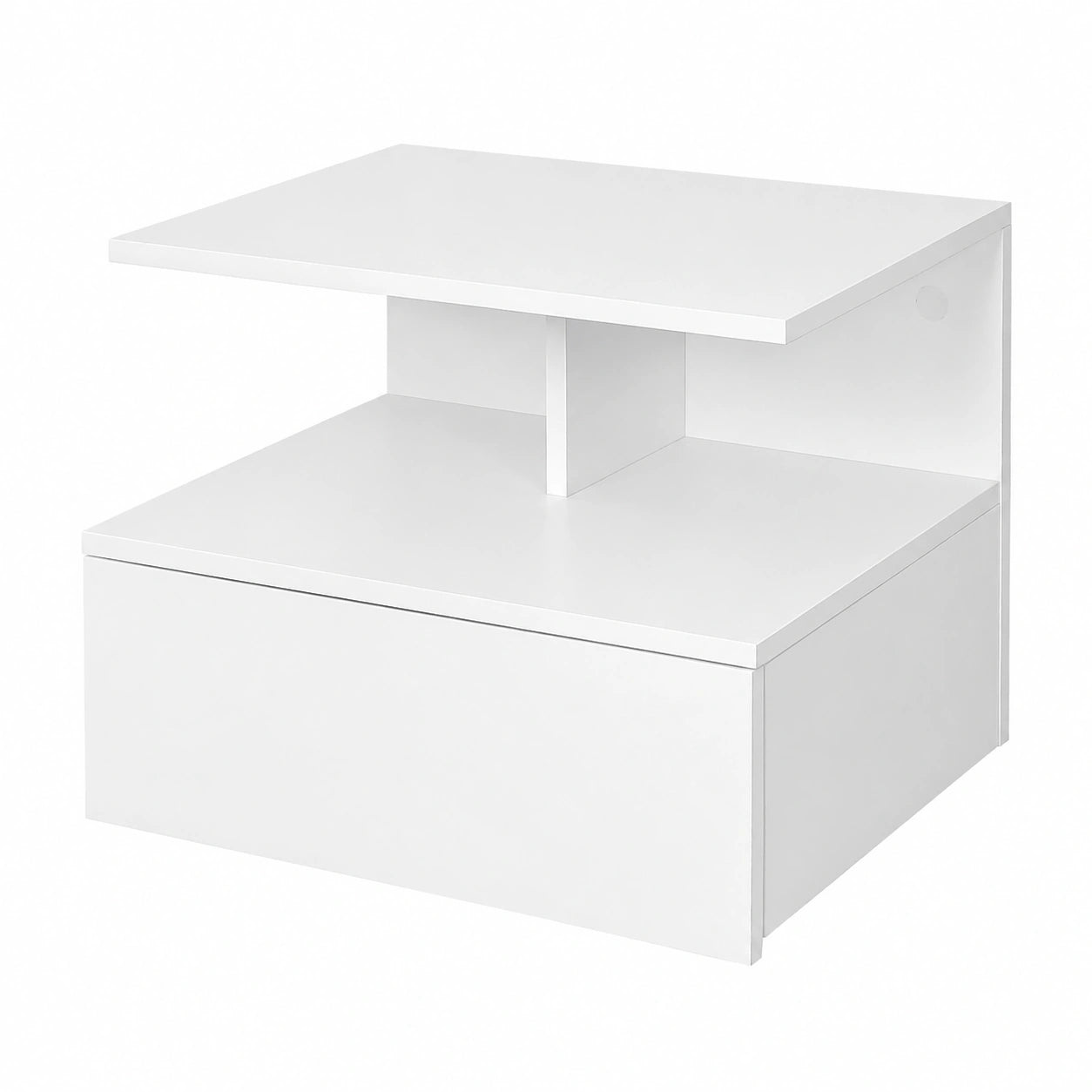 WOLTU Coppia di Comodini Sospesi con Cassetto e Vano Aperto, Armadietto da Parete Moderno in Legno, Bianco 40x35x31cm