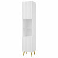 Armadio da Bagno Moderno con Ante e Ripiani Regolabili, Gambe Dorate, Bianca, 30x28x180 cm