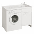 Mobile Lavatoio con Copertura per Lavatrice in PVC, Vasca Destra, 109x60x85 cm, Bianco