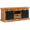 Mobile TV Vintage in Legno Massello Recuperato con Armadietto