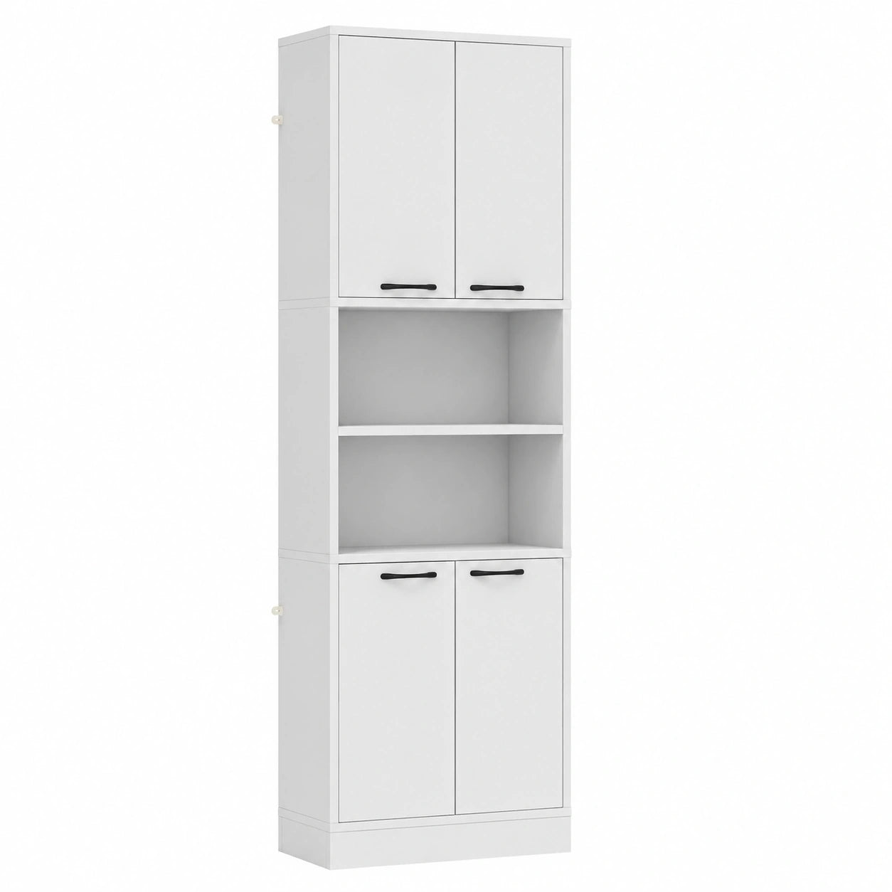 COSTWAY Armadio da Cucina Multiuso con Ripiani Regolabili, Mobile Buffet Bianco con Doppi Armadi, Ideale per Cucina e Sala da Pranzo, 56x30x190 cm