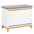 Scarpiera Salvaspazio con Panca Imbottita - Bianco Naturale 60x34x55 cm