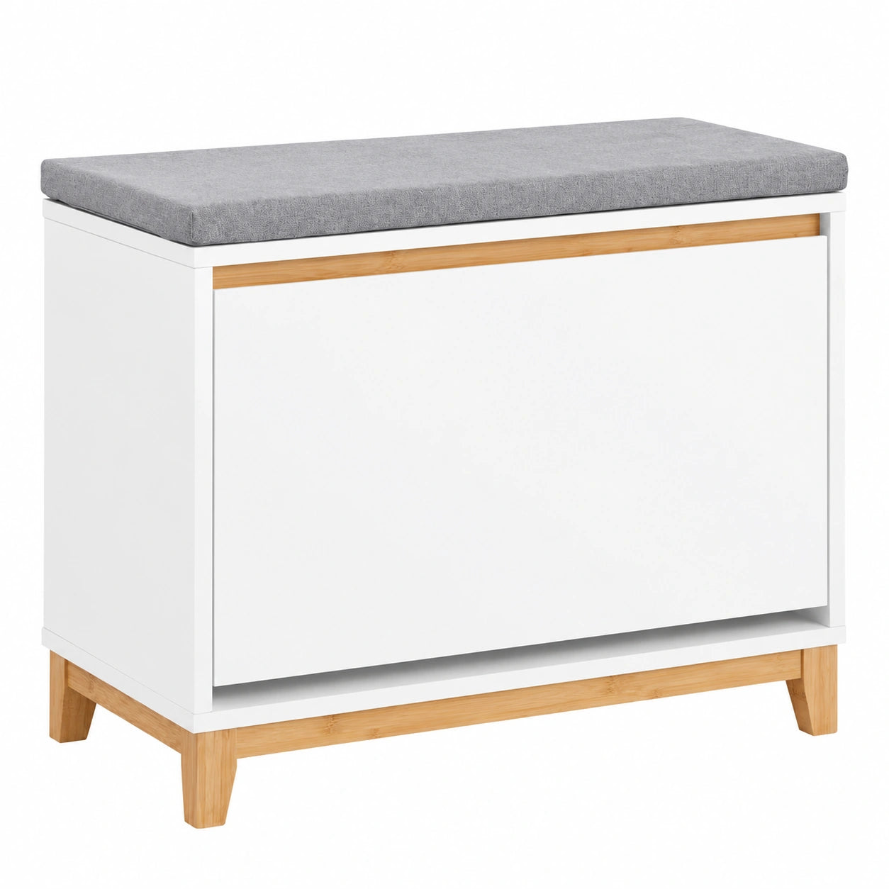 Scarpiera Salvaspazio con Panca Imbottita - Bianco Naturale 60x34x55 cm