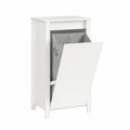 Mobile da Bagno Salvaspazio con Cesto Portabiancheria, Resistente all'Umidit¨¤, Bianco, 45x85,5x35cm