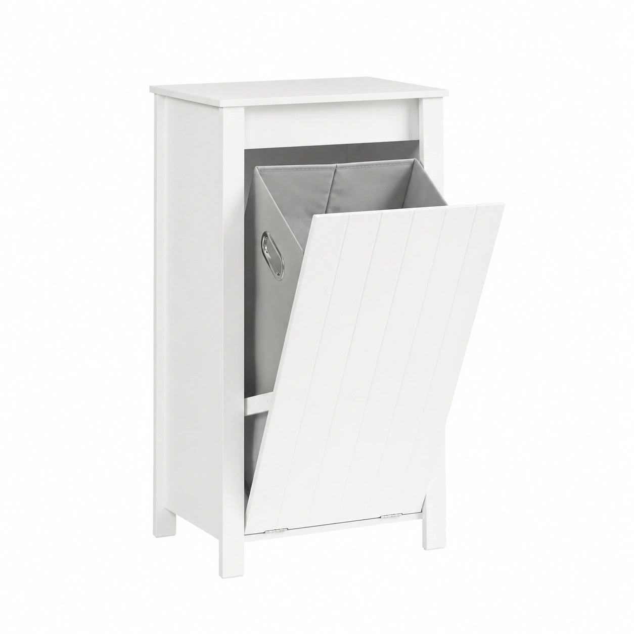 Mobile da Bagno Salvaspazio con Cesto Portabiancheria, Resistente all'Umidit¨¤, Bianco, 45x85,5x35cm