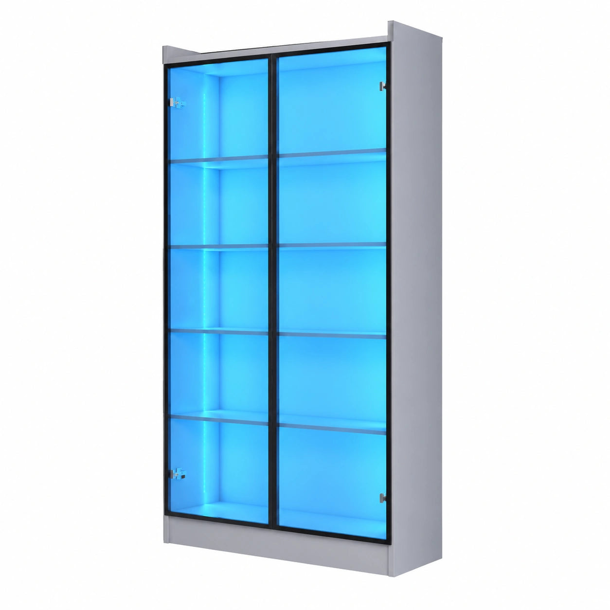 Vetrina Gurexl 165 CM con Illuminazione LED, Ante in Acrilico e Ripiani Regolabili, Grigio