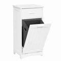 Mobile Bagno con Cesto Portabiancheria a Doppio Scomparto, Bianco