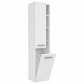 Armadio Salvaspazio Bagno con Cesto per Biancheria, Mobile Colonna per Lavanderia, Bianco, 31x30x174 cm, Montaggio Semplice